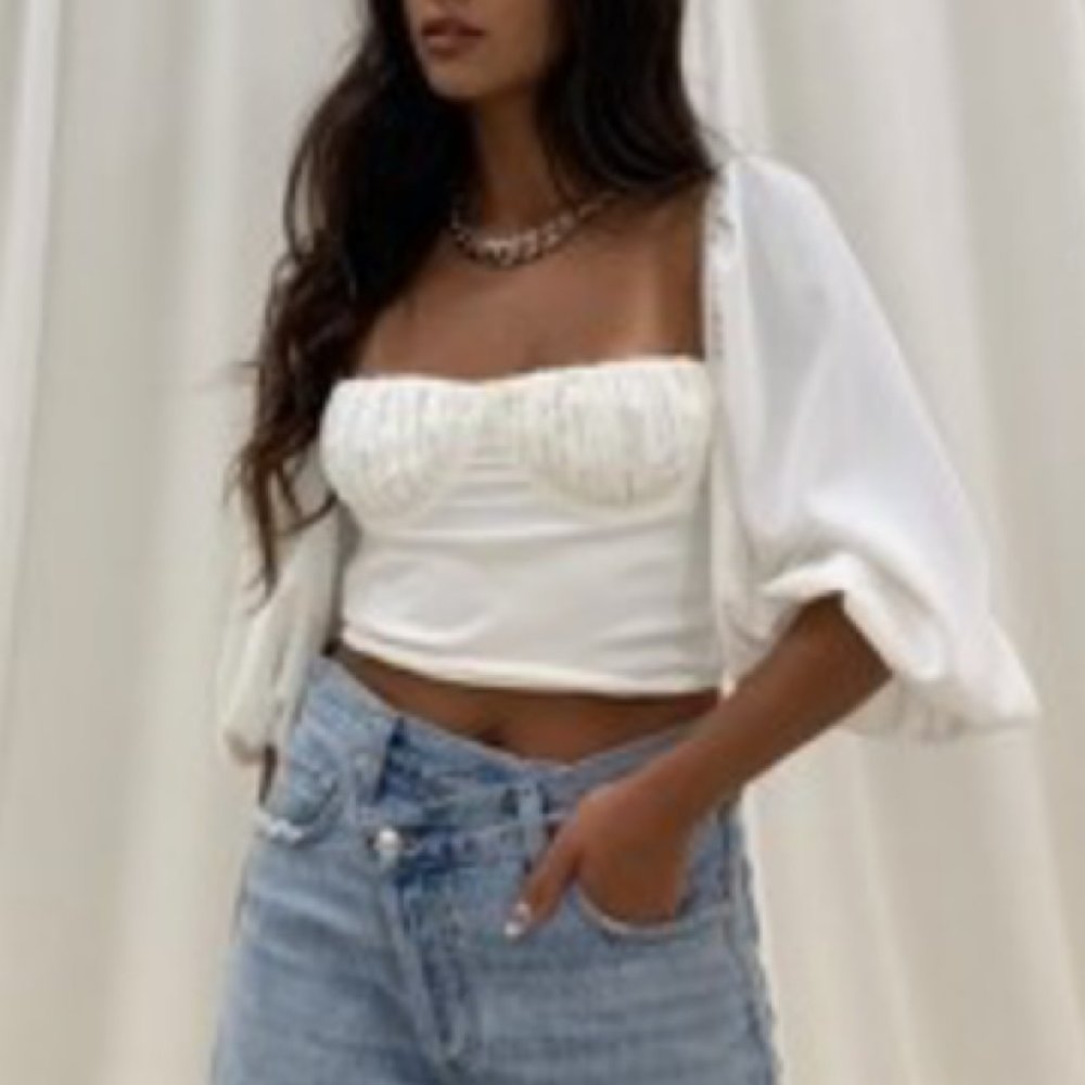 Give Me Romance Top White Puff Sleeves - Picture 3 of 13